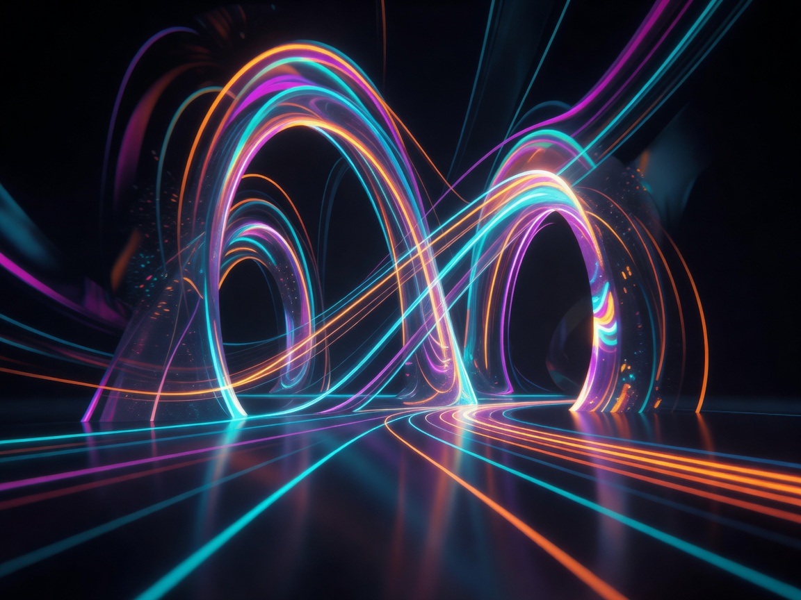 Futuristic abstract colorful lines symbolizing portal gateways