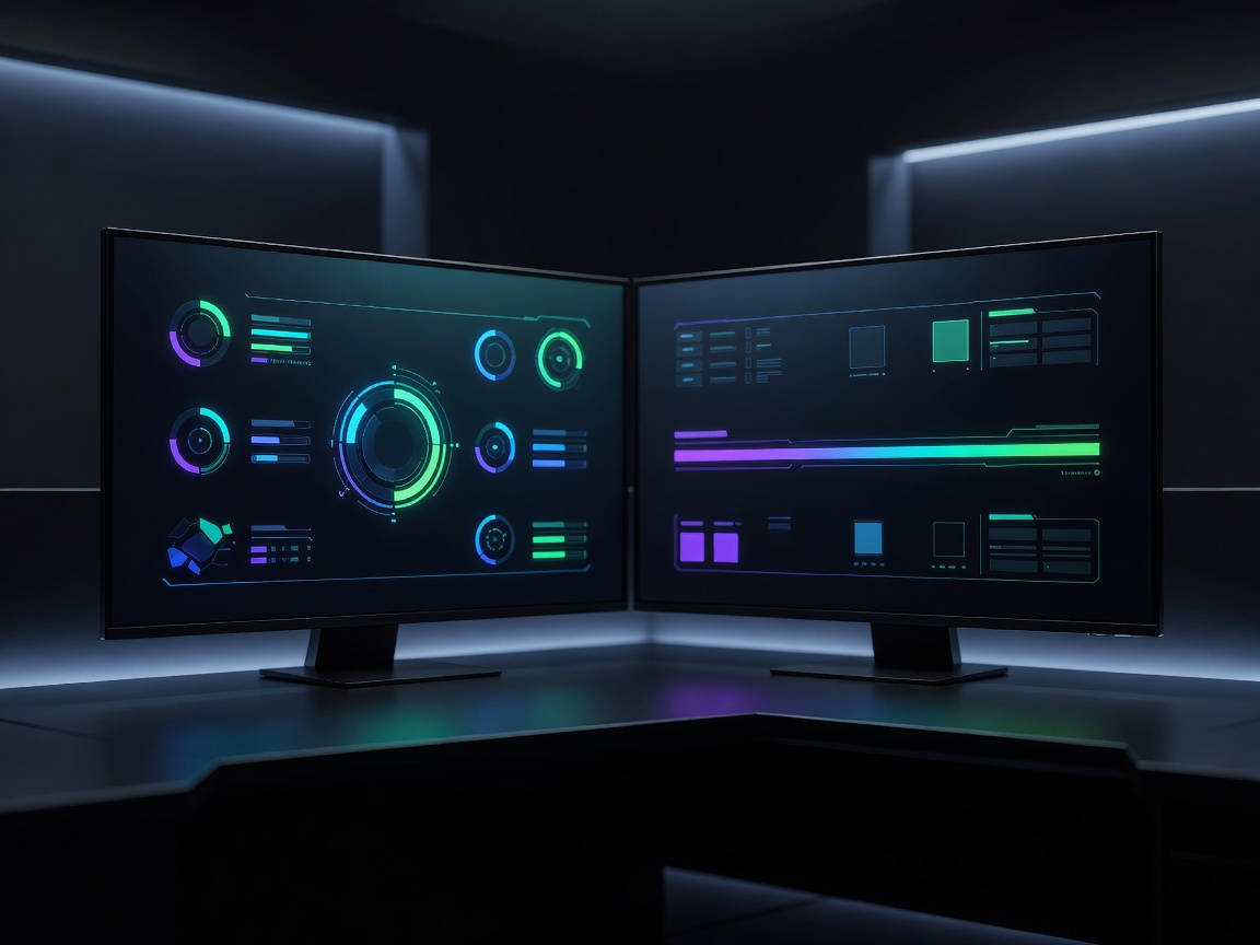 Two screens showing modern futuristic gaming UI layout designs